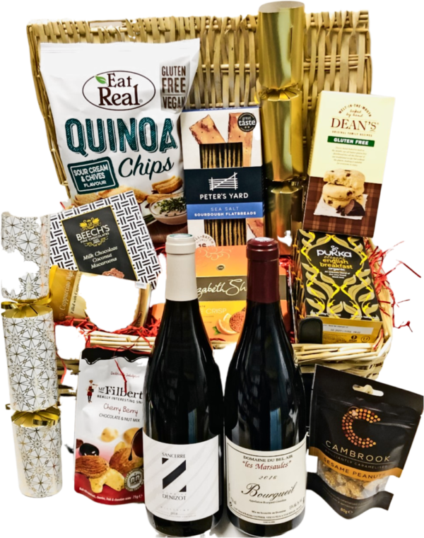 Hamper, Fine White and Red wine With Artisan Delicious Goodies